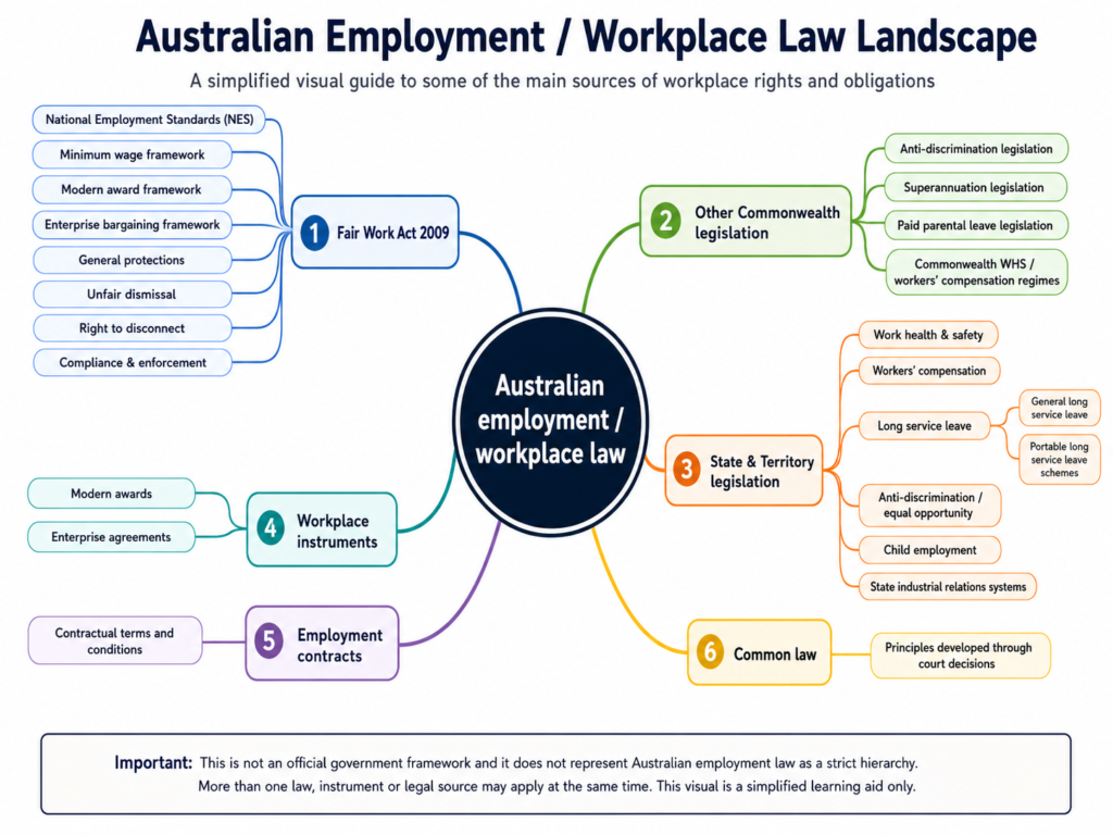 Overview of Australia’s workplace relations system showing federal and state employment law bodies.